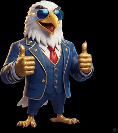 The eagle mascot giving a double thumbs-up